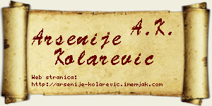 Arsenije Kolarević vizit kartica